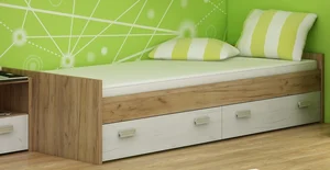 Nízká postel NELLORE s roštem, craft zlatý/bílý – 5 let záruka