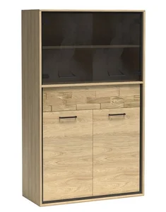 Nízká vitrína IPPOLITO 4D1S, dub hickory