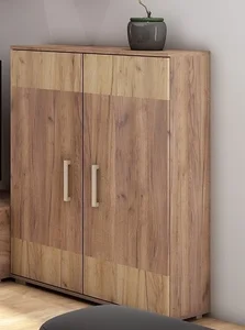 Nízký regál DAMARA craft tobaco a craft zlatý