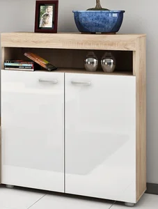 Nízký regál IRUS, dub sonoma/bílý lesk, 80×100×37 cm, 5 let záruka