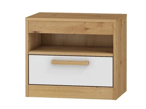 Noční stolek Gatton – dub artisan/bílý lesk