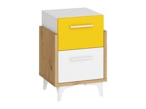 Noční stolek LEPON 45 dub artisan/bílá/žlutá – 5 let záruka