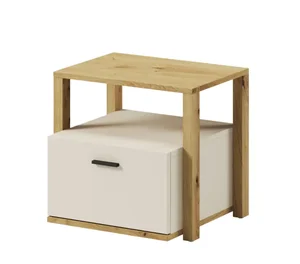 Noční stolek LIMERA se zásuvkou – dub artisan / béžová