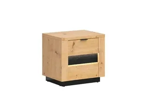 Noční stolek OSTIA KOM2S dub artisan/černý lesk