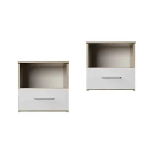 Noční stolky Gabriela, 2 ks – dub sonoma / bílá