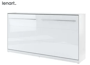 NOET VI 90x200 cm – výklopná postel, matný bílý korpus a lesklé čelo