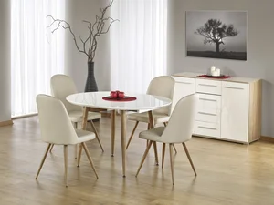 NUSAKAN Rozkládací stůl 120–200 cm, bílá/dub medový