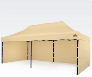 Nůžkový stan 3x6 m s třemi bočními stěnami, béžový, ocelový rám