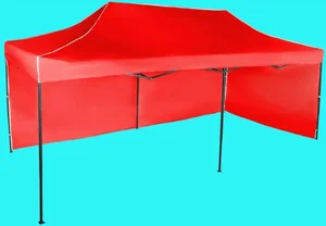 Nůžkový stan 3x6m s bočními plachtami, červený