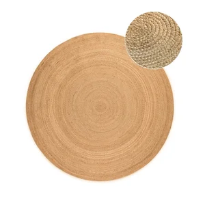 Oboustranný jutový kulatý koberec 140 cm Braided Gold