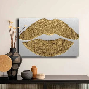 Obraz na plátně – zlaté rty, 45 × 70 cm