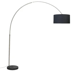 Ocelová oblouková lampa s látkovým stínítkem XXL černá