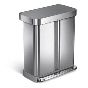 Ocelový pedálový koš 34+24 l, stříbrný – simplehuman