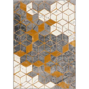 Okrový a šedý koberec 133x190 cm