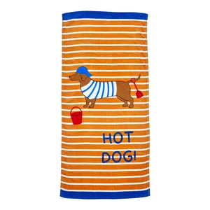 Oranžová bavlněná plážová osuška 76x160 cm Hot Dog