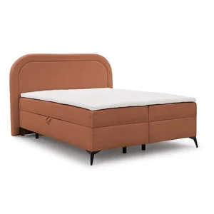 Oranžová boxspring postel 180x200 cm s úložným prostorem Ornes Ropez