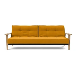 Oranžová rozkládací pohovka Innovation Splitback s dubovými područkami