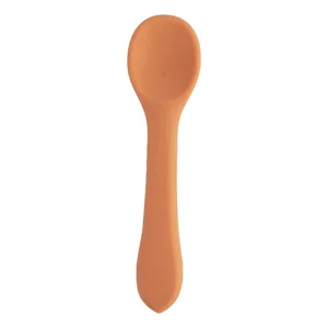 Oranžová silikonová dětská lžička