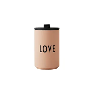 Oranžovo-béžový termo hrnek 350 ml Love Design Letters