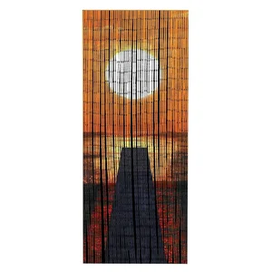 Oranžový bambusový závěs do dveří 200x90 cm Sunset