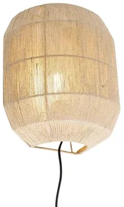 Orientální nástěnná lampa Riki černá s jutovým provazem