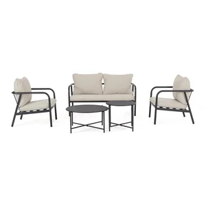 Ostuni lounge set pro 4 osoby – béžový kovový zahradní nábytek Bizzotto