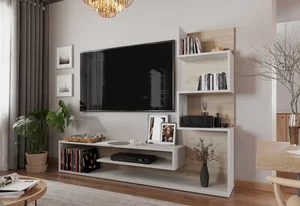 PAGET Obývací stěna dub sonoma/bílá