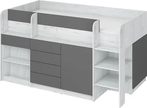 Patrová postel ANSBERT, pravá – craft bílá/grafit, 90x200 cm, 5 let záruka