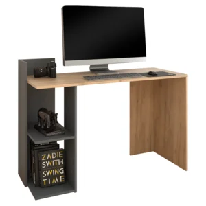 PC stůl dub artisan s policemi a otevřeným úložným prostorem