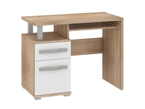 PC stůl LEHUA 1D1S - dub sonoma / bílý lesk