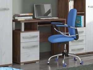 PC stůl LEHUA 1D1S s výsuvem pod klávesnici, craft tobaco/craft bílý