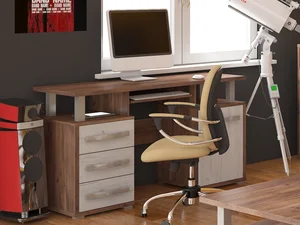 PC stůl LEHUA 1D3S – craft tobaco / craft bílý, 5 let záruka
