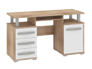 PC stůl LEHUA 1D3S – dub sonoma/bílý lesk