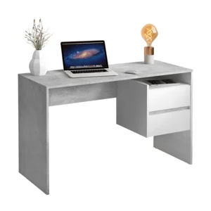 PC stůl Tulio New – beton/bílý