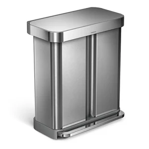Pedálový odpadkový koš z nerezové oceli 58 l Dual