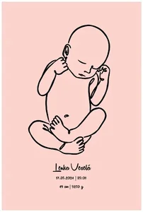 Personalizovaný Plakát k Narození Dítěte - 30x40 cm