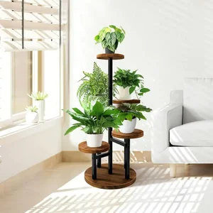 PETUNIA – Stojan na květiny, černá a ořech