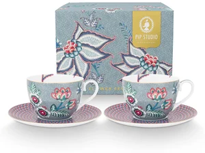 Pip Studio Flower Festival Cappuccino Šálky s Podšálky 2ks