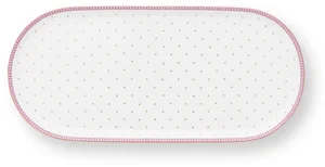 Pip Studio Jolie Dots Gold Oválný Talíř 25x12cm Růžový