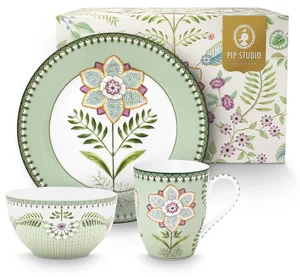 Pip Studio Lily & Lotus Snídaňová sada, zelená