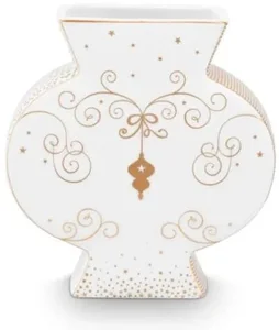 Pip Studio Porcelánová Váza Royal Winter, Bílo-Zlatá, 16,5 cm