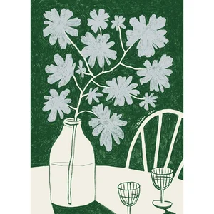 Plakát 30x40 cm: Modré květy a červené víno