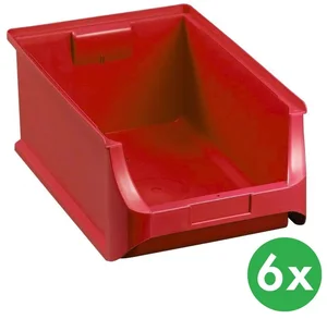 Plastové skladovací boxy PLUS 5, červené, 6 ks