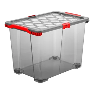 Plastový úložný box Evo s víkem a kolečky