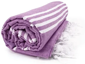 Plážová osuška Sultan Hamam Fialová/Bílá 100x180 cm