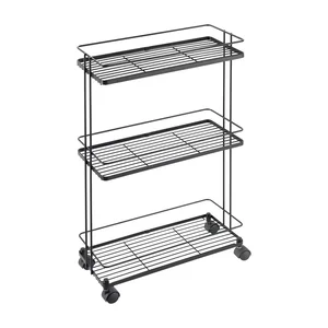 Pojízdný regál z matně černé oceli 38×62×16 cm Lava – Metaltex