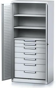 Policová dílenská skříň MECHANIC 2-dveřová, šedá