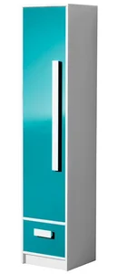 Policová skříň BLOURT – bílá/tyrkys lesk