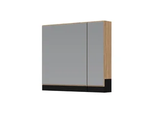 POLVON koupelnová horní skříňka se zrcadlem 80 cm, dub zlatý/černá