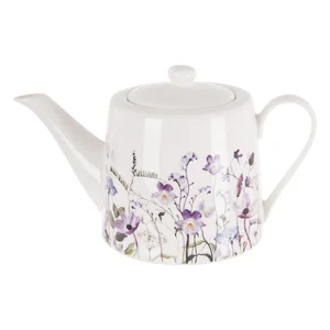 Porcelánová konvice na čaj 1 l Louka Orion, bílá/fialová